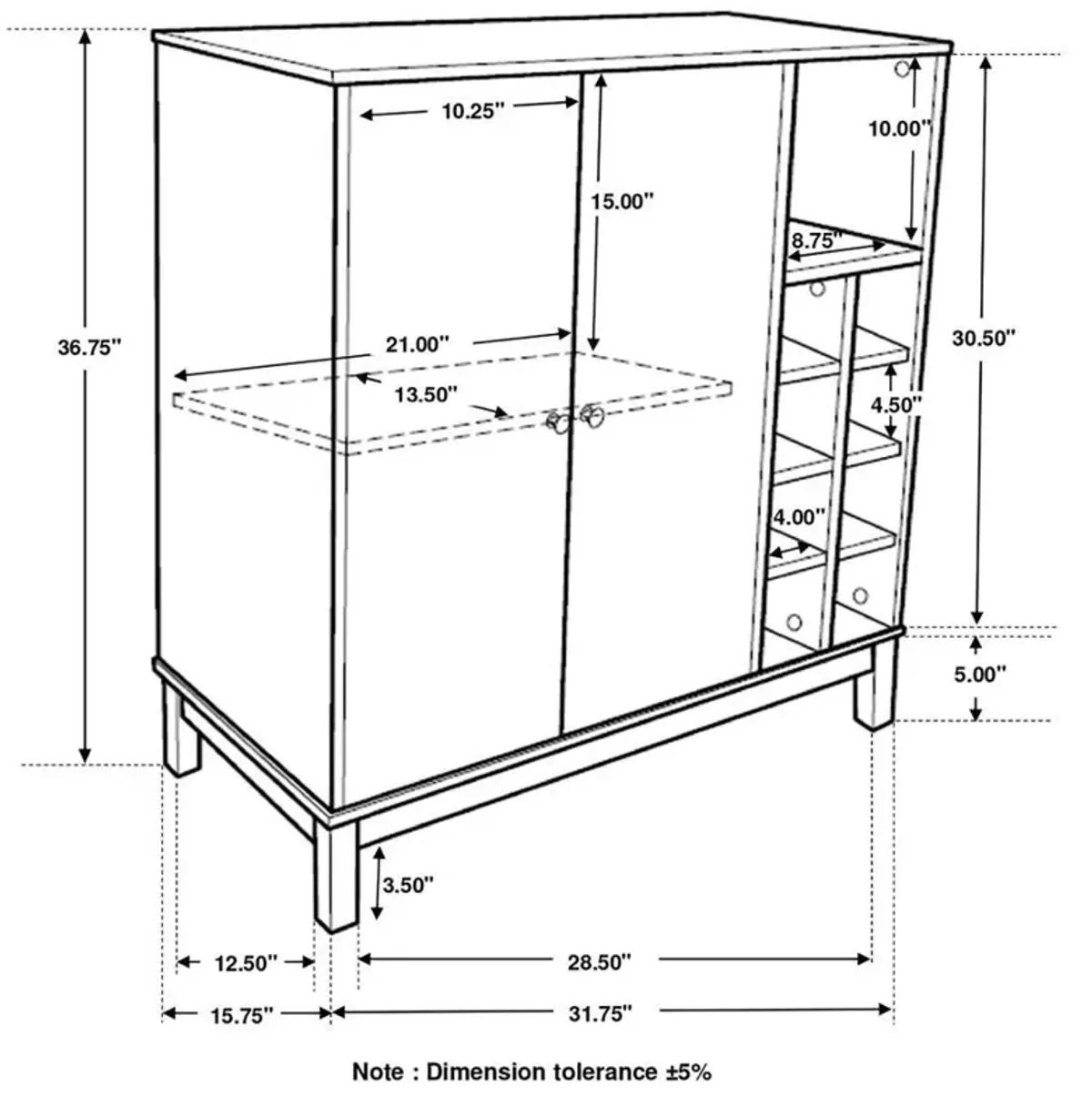 Cheyenne - 2 Door Home Bar Wine Cabinet - Weathered Acacia