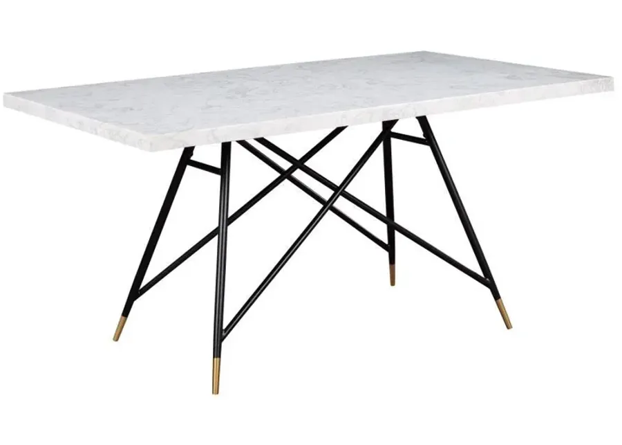 Gabrielle - Rectangular Marble Top Dining Table - White And Black