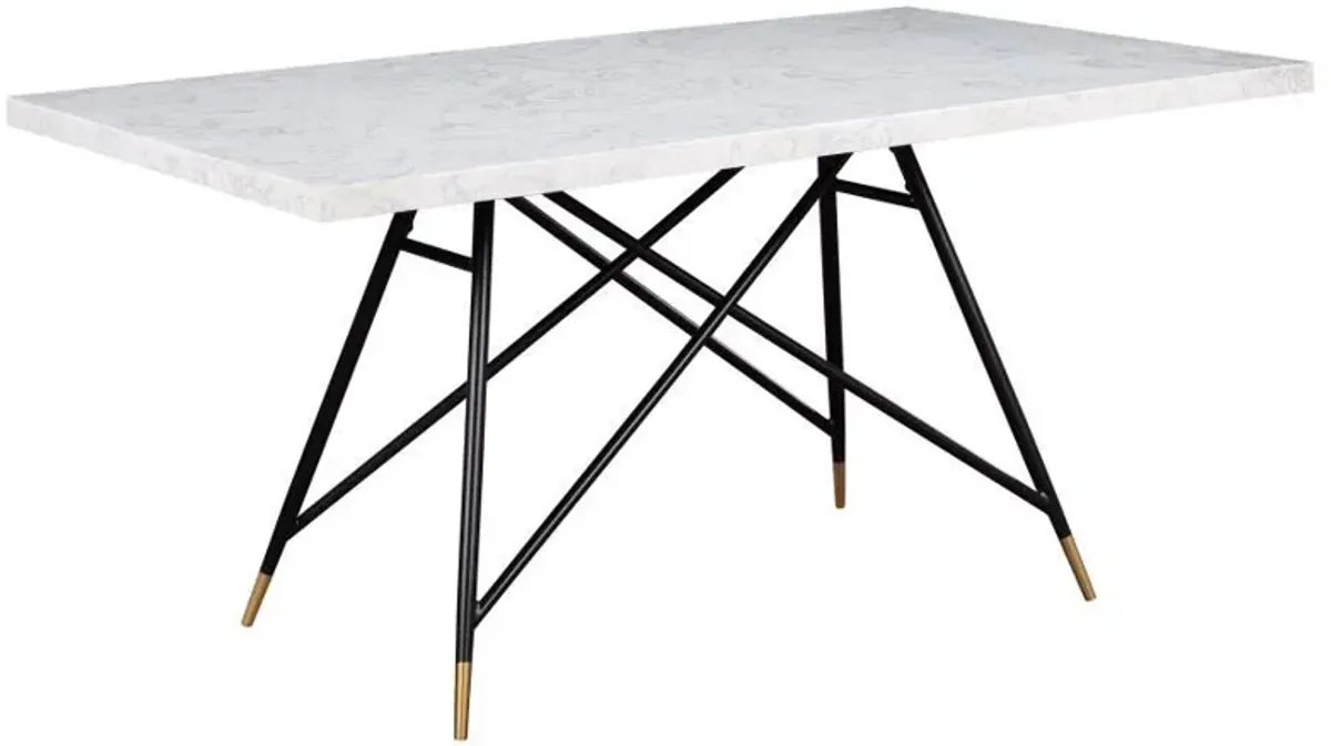 Gabrielle - Rectangular Marble Top Dining Table - White