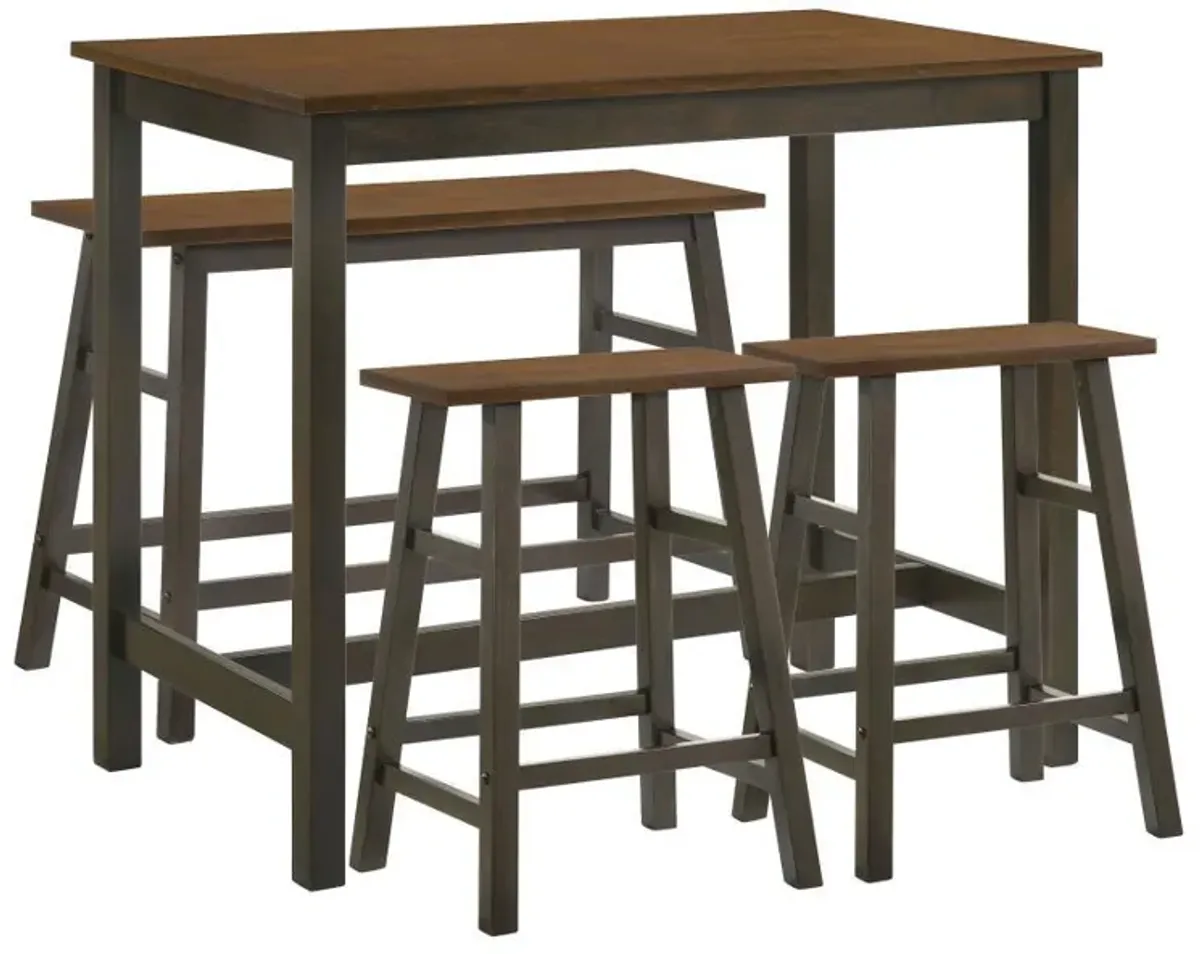 Connie - 4 Piece Counter Height Set - Chestnut And Dark Brown