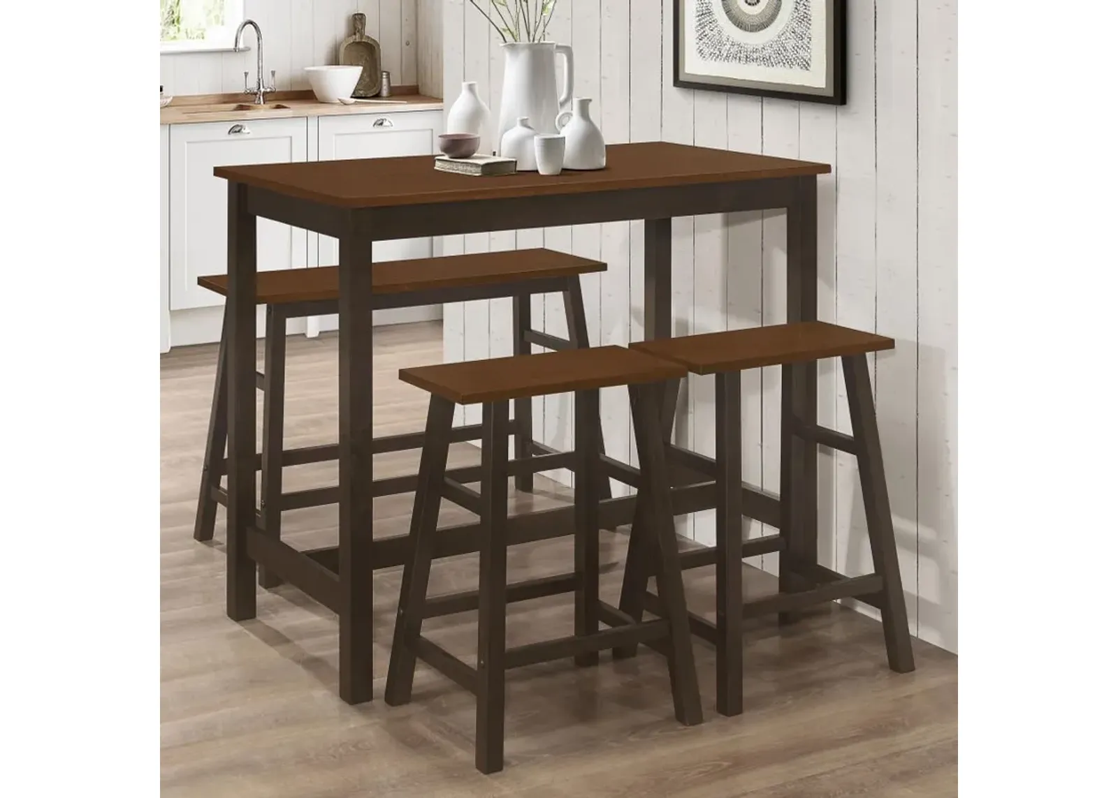 Connie - 4 Piece Counter Height Set - Chestnut And Dark Brown