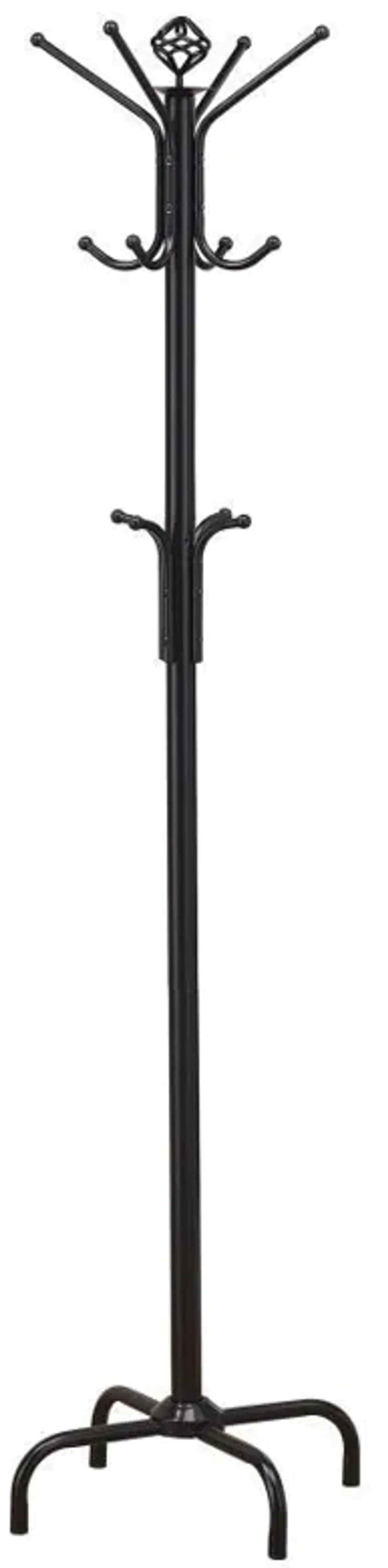 Collier - 12 Hook Freestanding Coat Rack Hat Hanger - Black