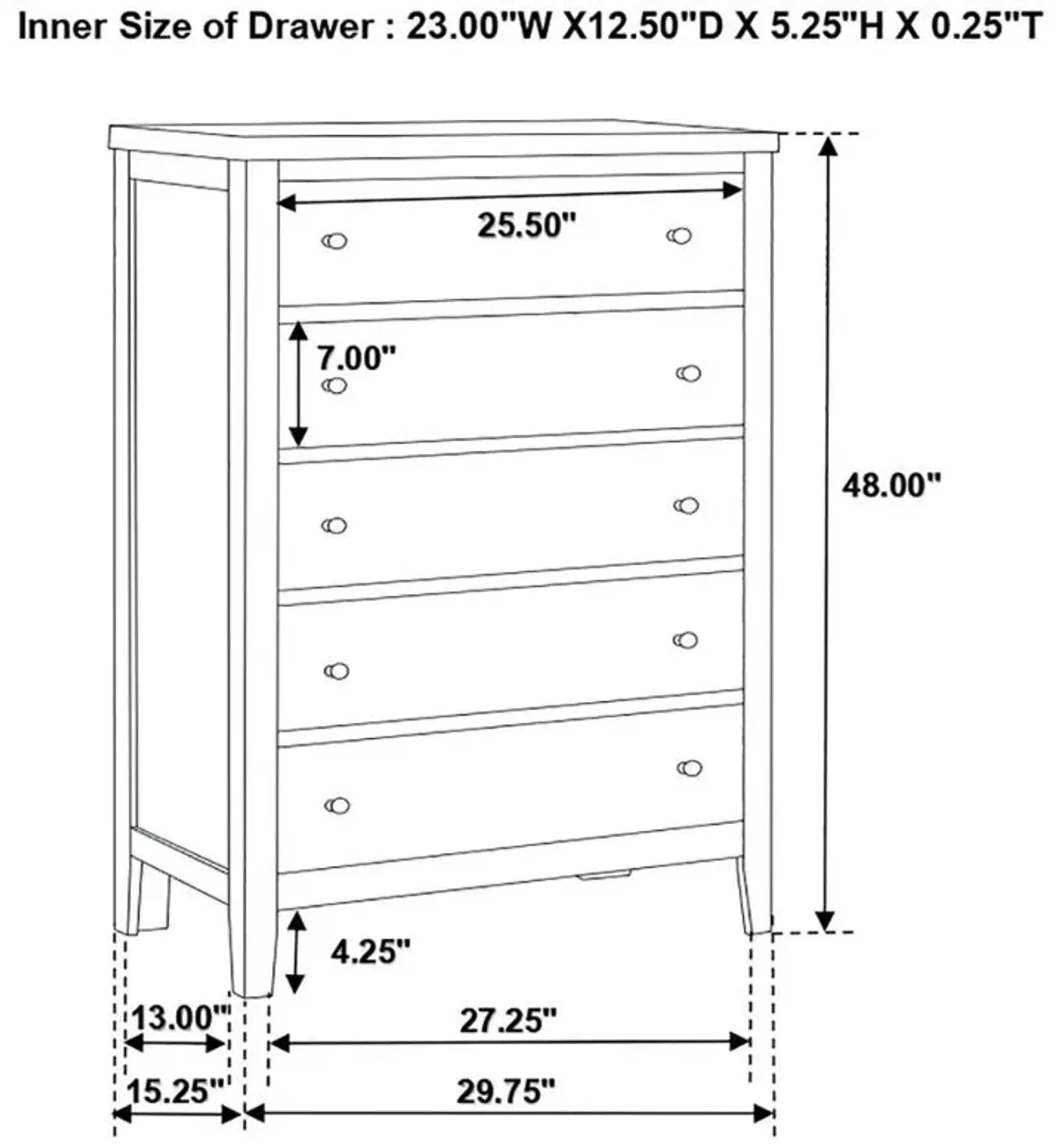 Carlton - 5-Drawer Bedroom Chest - Cappuccino