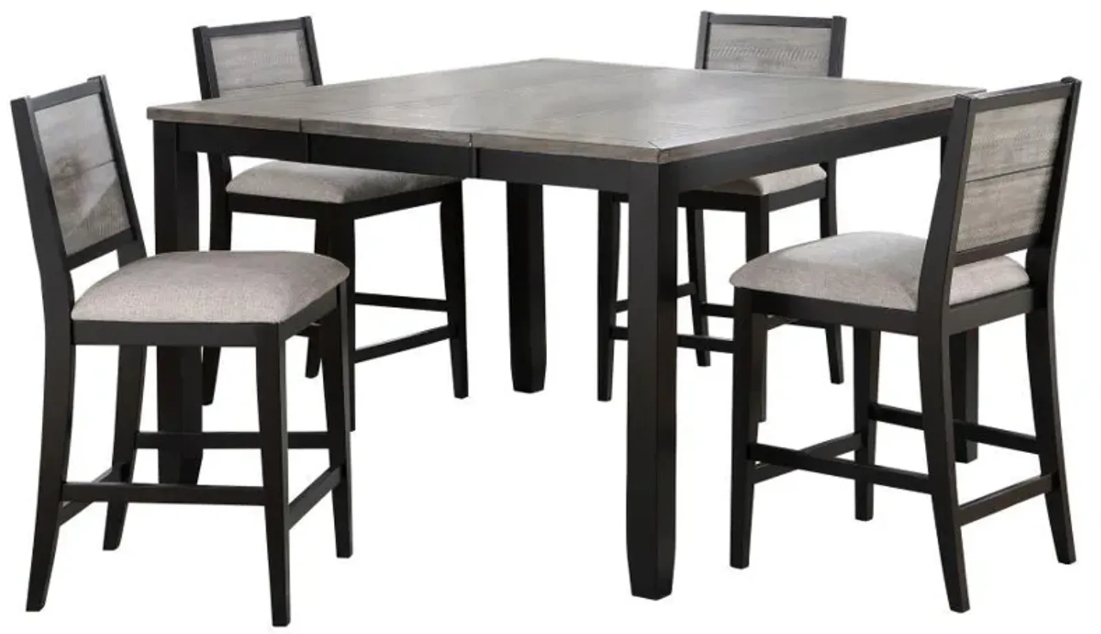 Elodie - 5 Piece Extension Leaf Counter Dining Set Black - Gray