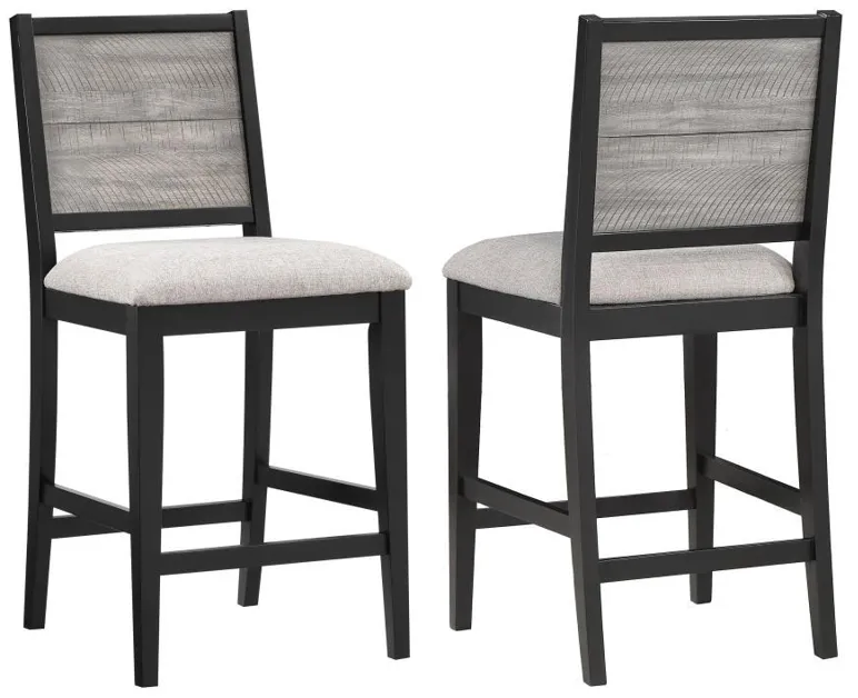 Elodie - Upholstered Padded Seat Counter Height Dining Chair (Set of 2) - Dove Gray And Black