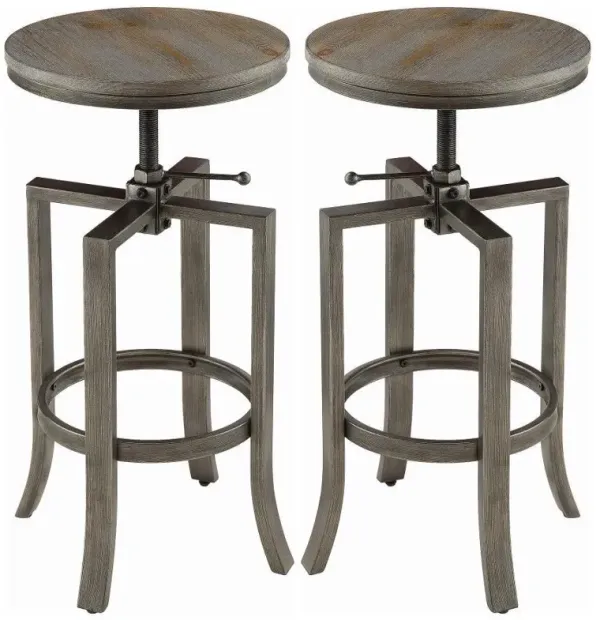 Bartlett - Adjustable Backless Bar Stool Nutmeg (Set of 2) - Brushed Nutmeg