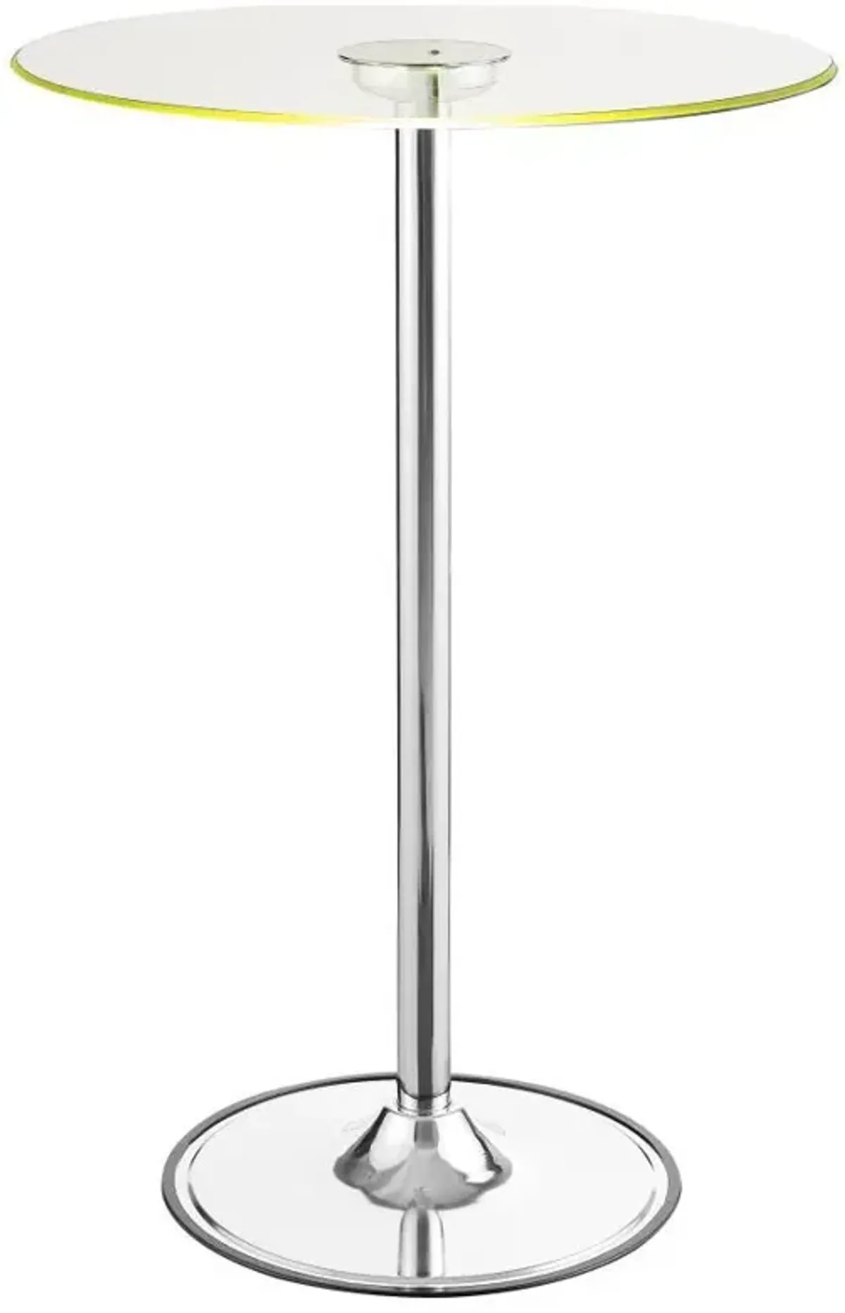 Thea - Round Glass Top LED Bistro Bar Table - Chrome