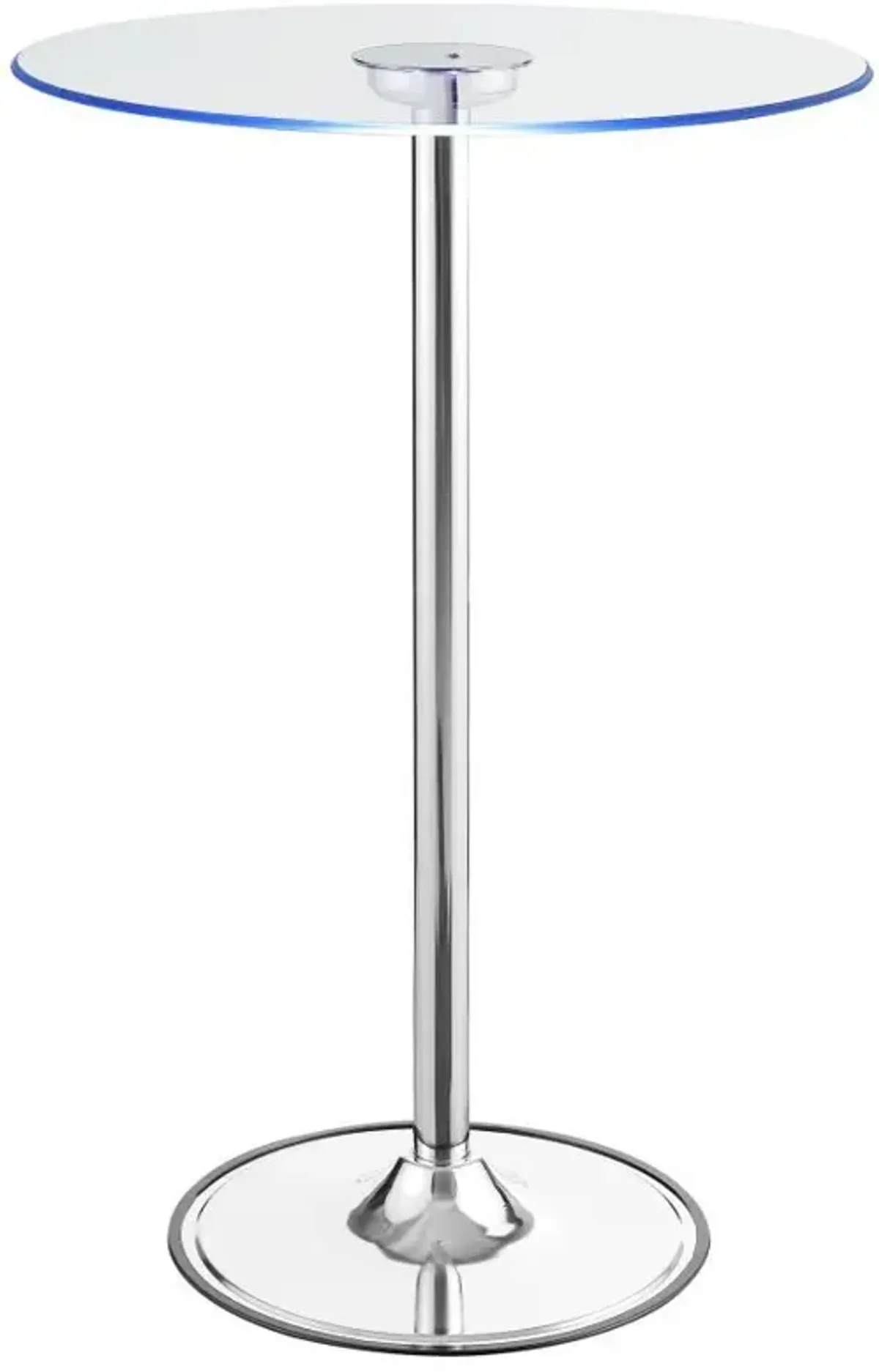 Thea - Round Glass Top LED Bistro Bar Table - Chrome