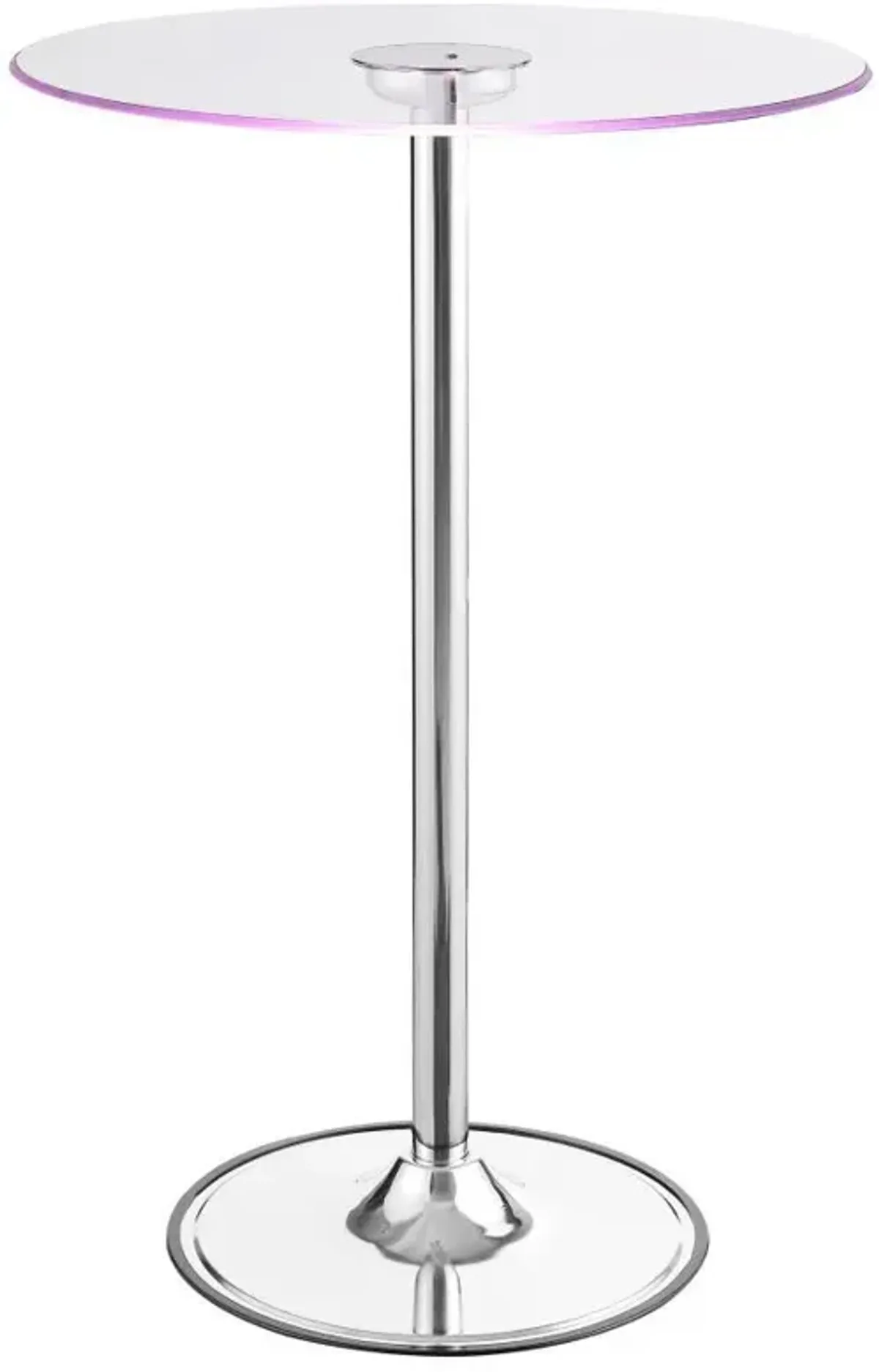 Thea - Round Glass Top LED Bistro Bar Table - Chrome