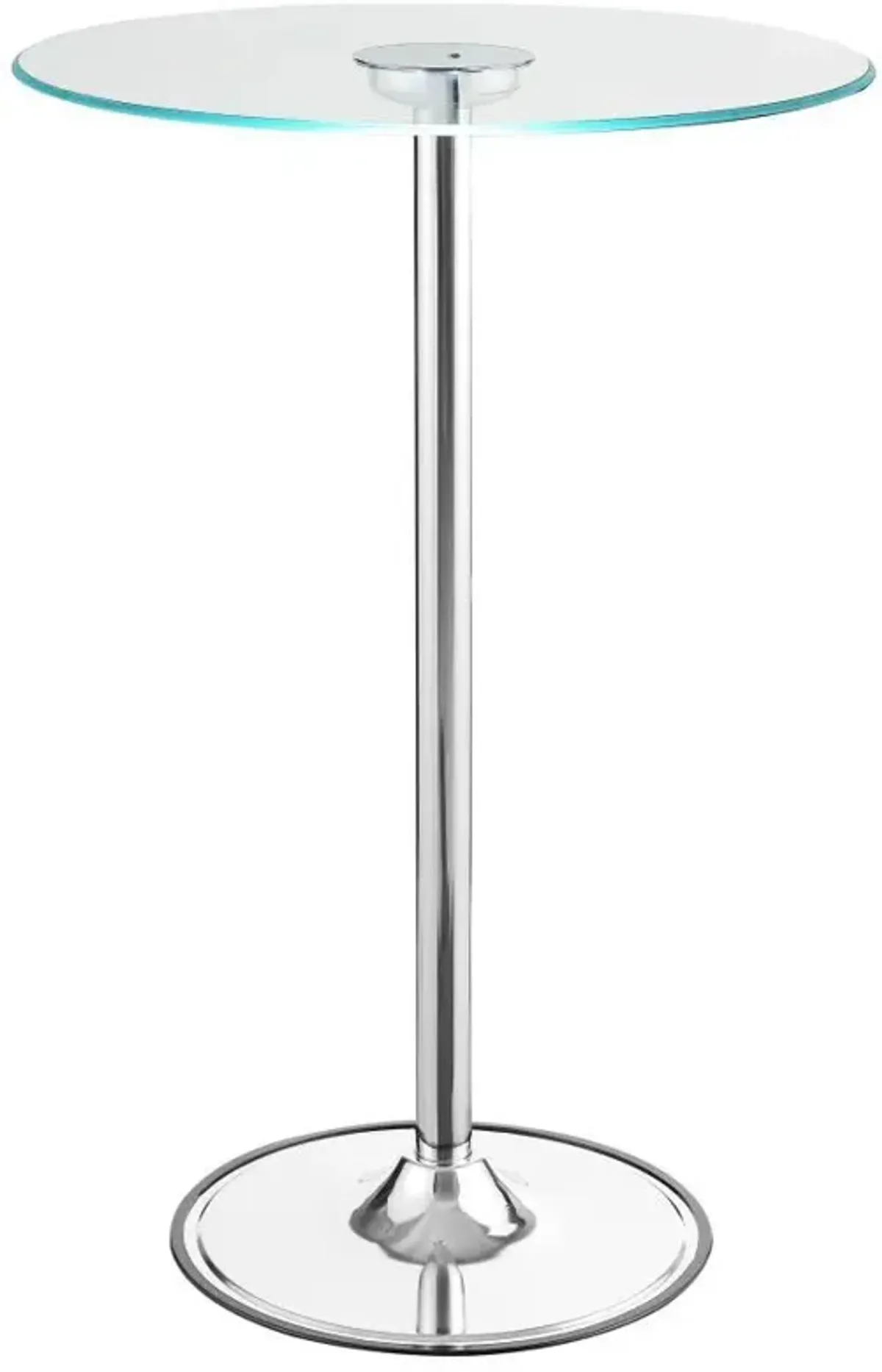 Thea - Round Glass Top LED Bistro Bar Table - Chrome