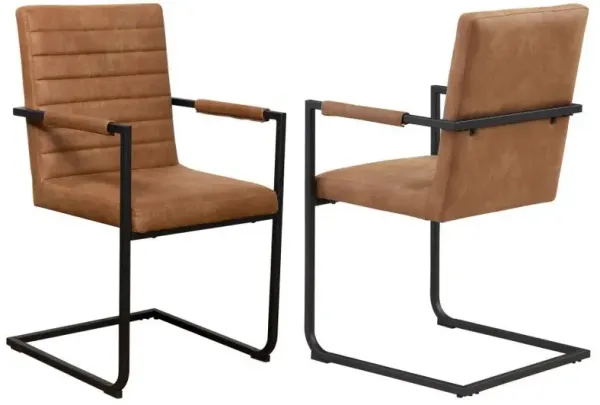 Nate - Upholstered Dining Arm Chair (Set of 2) - Antique Brown