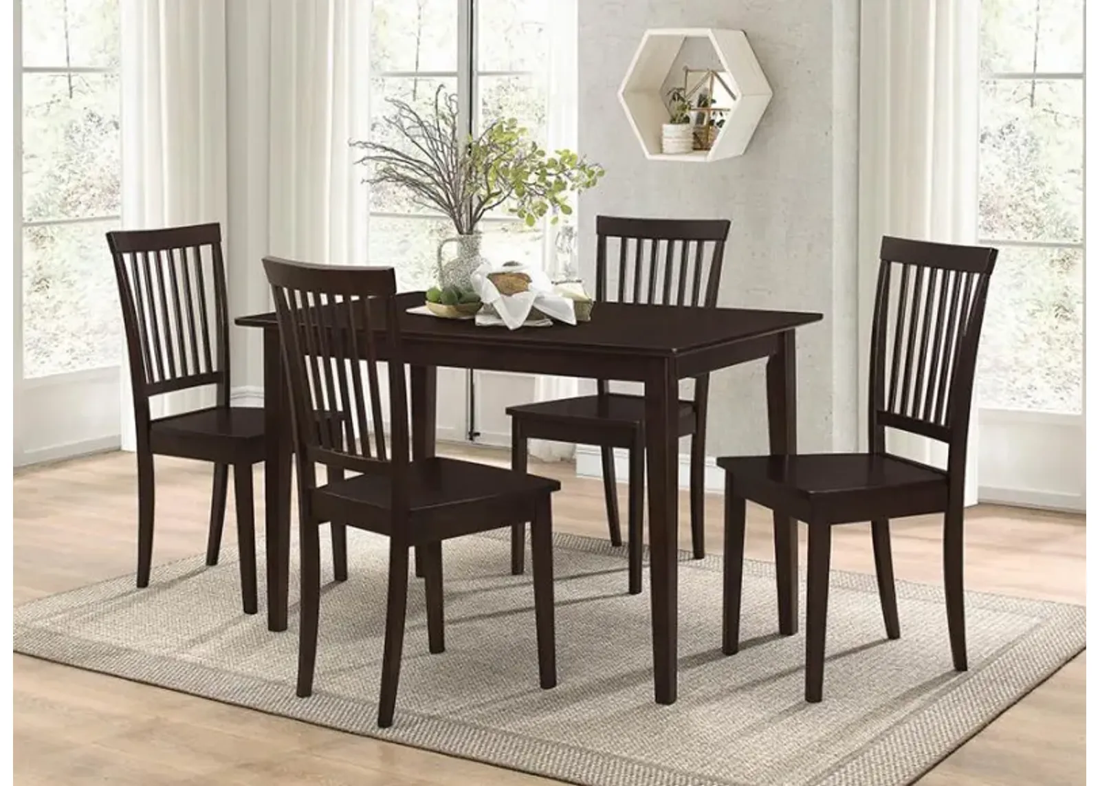 Gomez - 5 Piece Rectangular Dining Table Set - Cappuccino