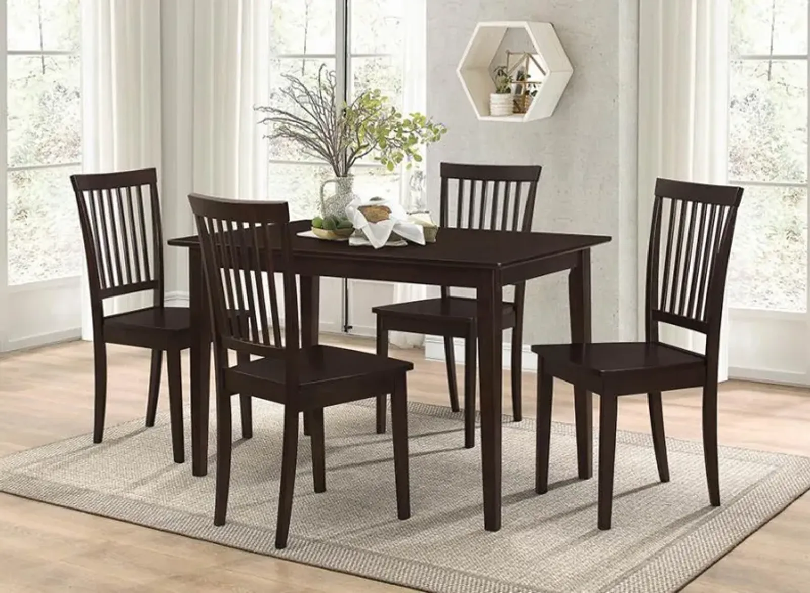 Gomez - 5 Piece Rectangular Dining Table Set - Cappuccino