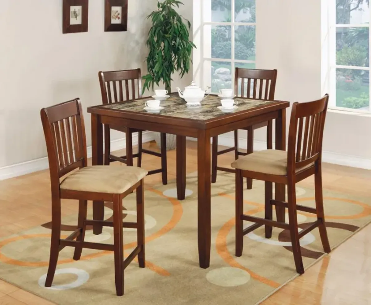 Jardin - 5 Piece Counter Height Dining Table Set - Red Brown