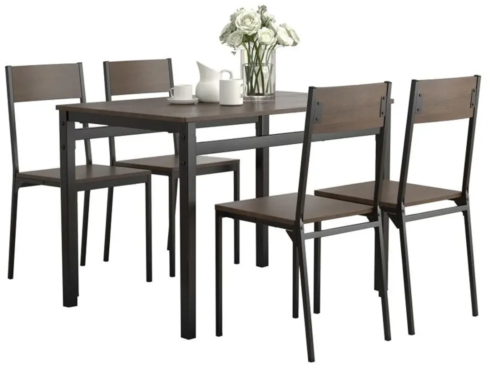 Lana - 5 Piece Rectangular Dining Set - Dark Brown And Black