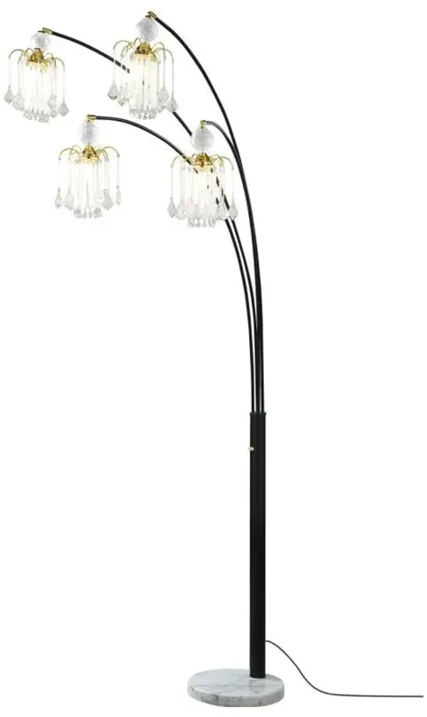 Maisel - Hanging Crystal Arc Tree Floor Lamp - Black