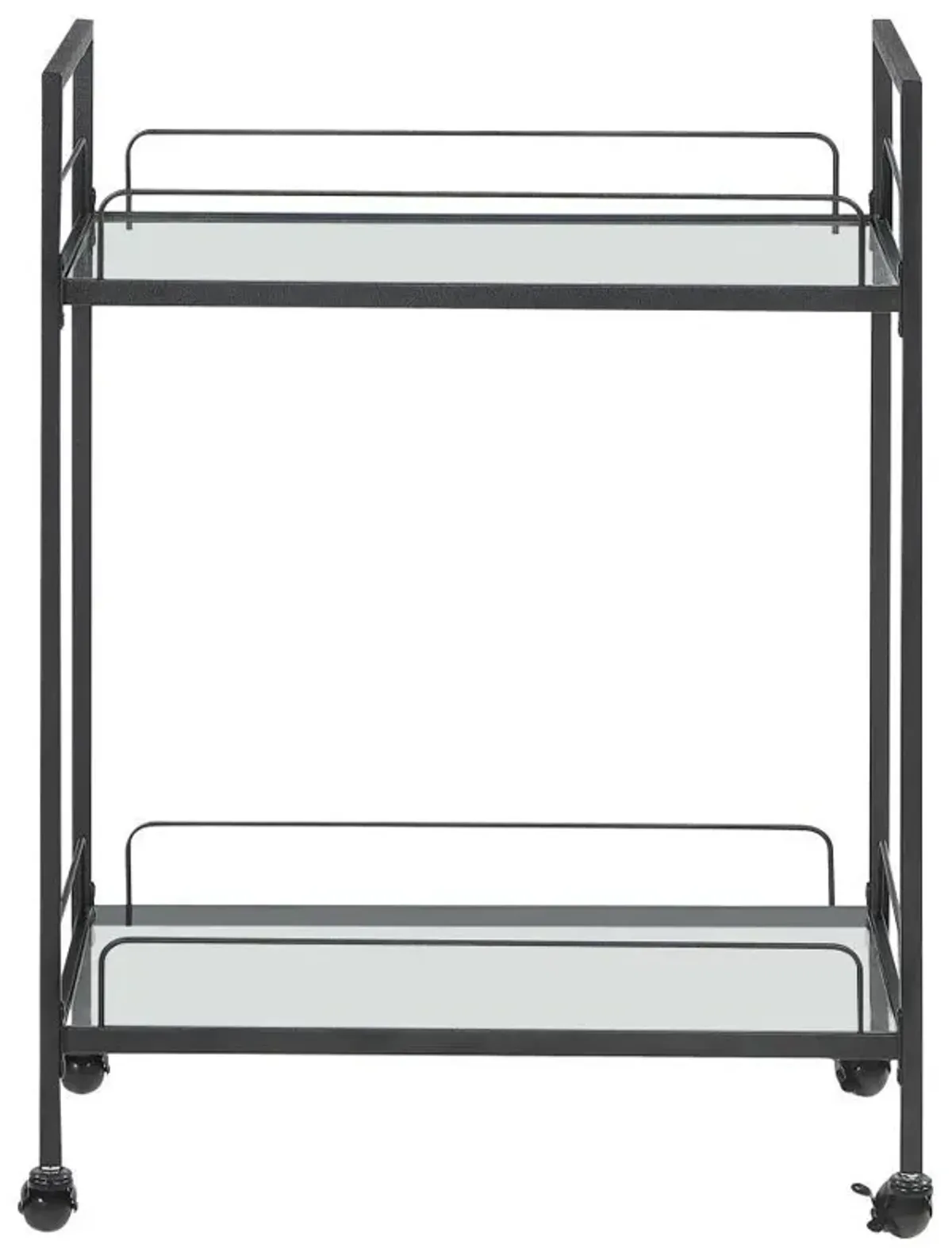 Curltis - 2-Tier Rectangular Glass Shelf Metal Bar Cart - Black