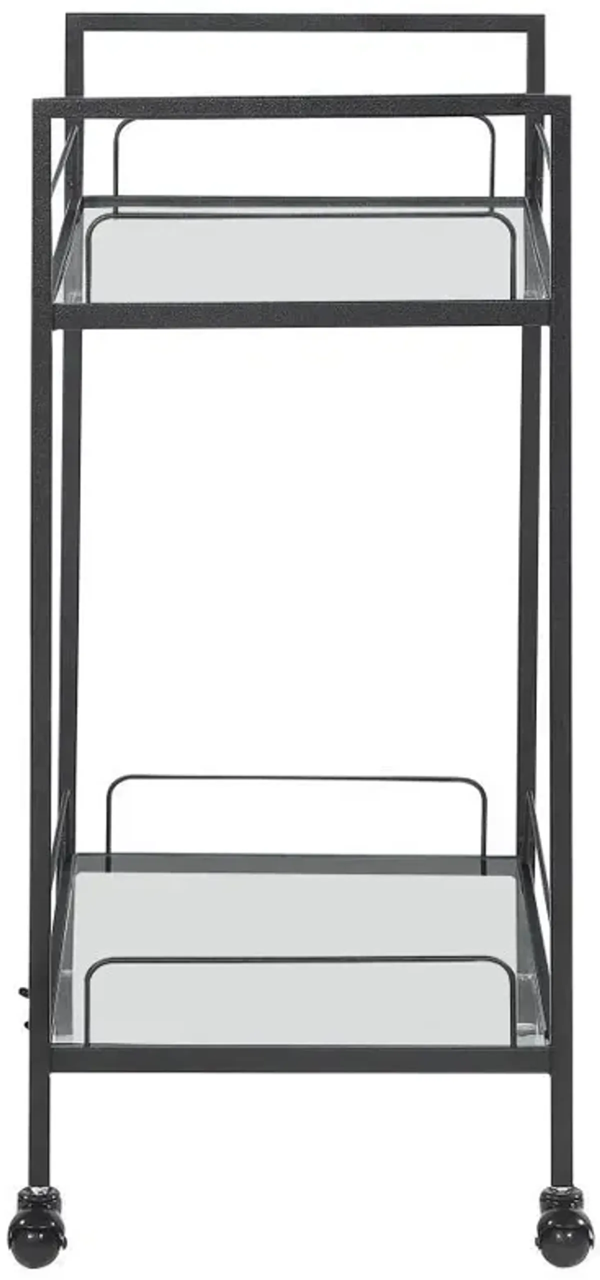 Curltis - 2-Tier Rectangular Glass Shelf Metal Bar Cart - Black