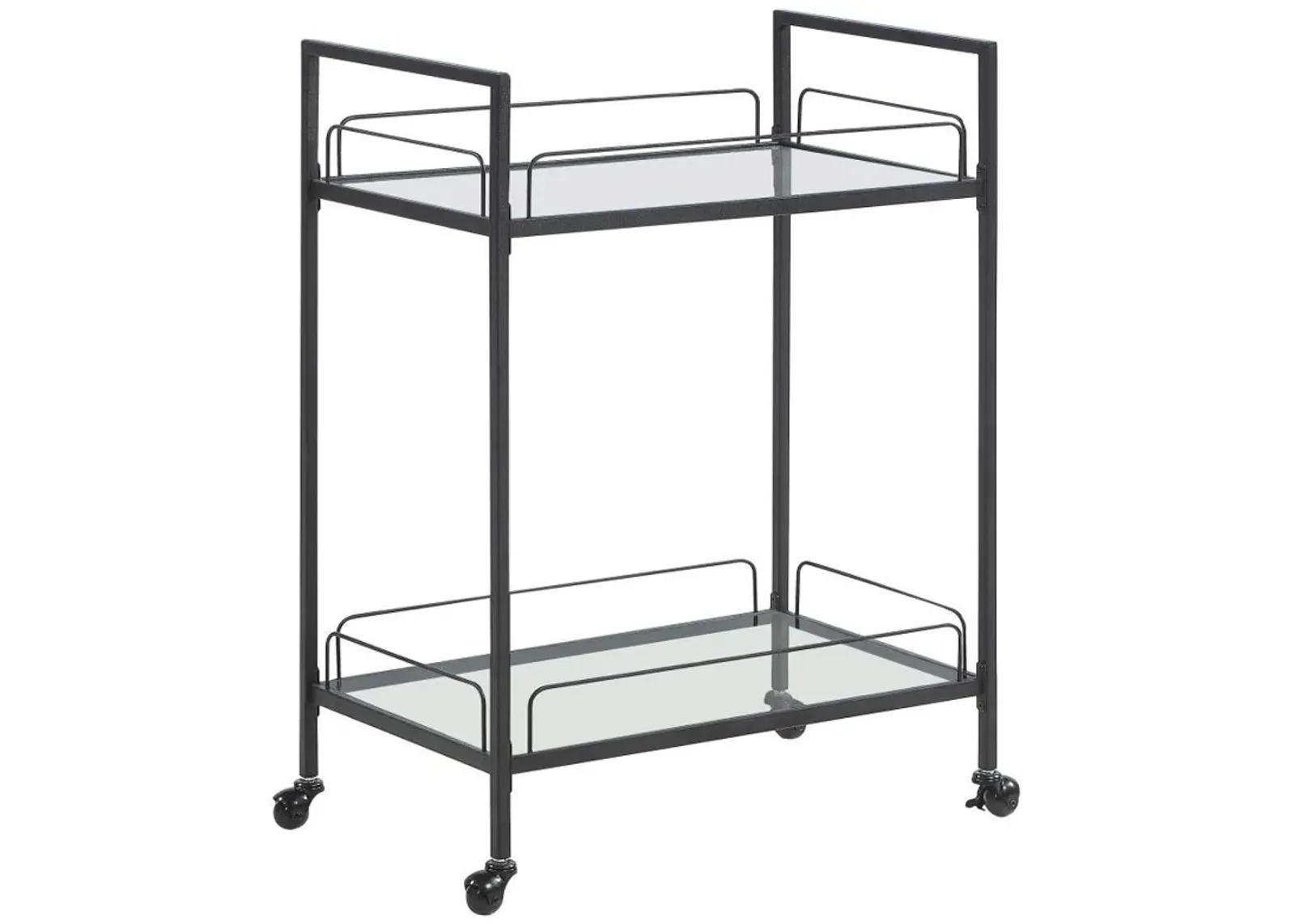 Curltis - 2-Tier Rectangular Glass Shelf Metal Bar Cart - Black