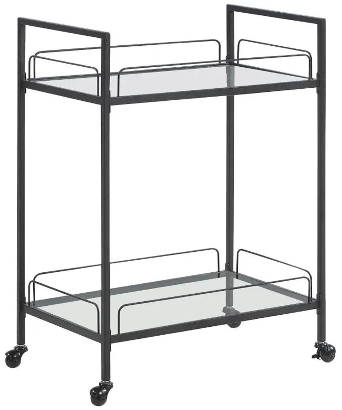 Curltis - 2-Tier Rectangular Glass Shelf Metal Bar Cart - Black