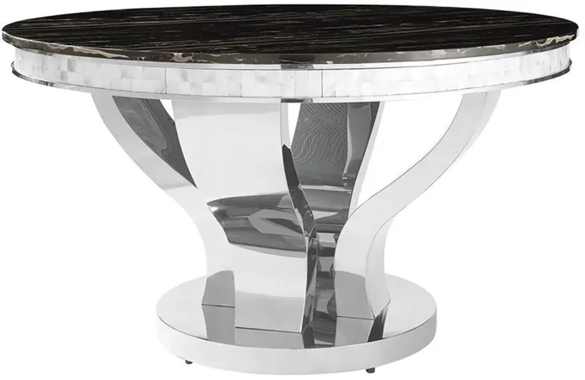 Anchorage - Round Glass Top Dining Table - Chrome