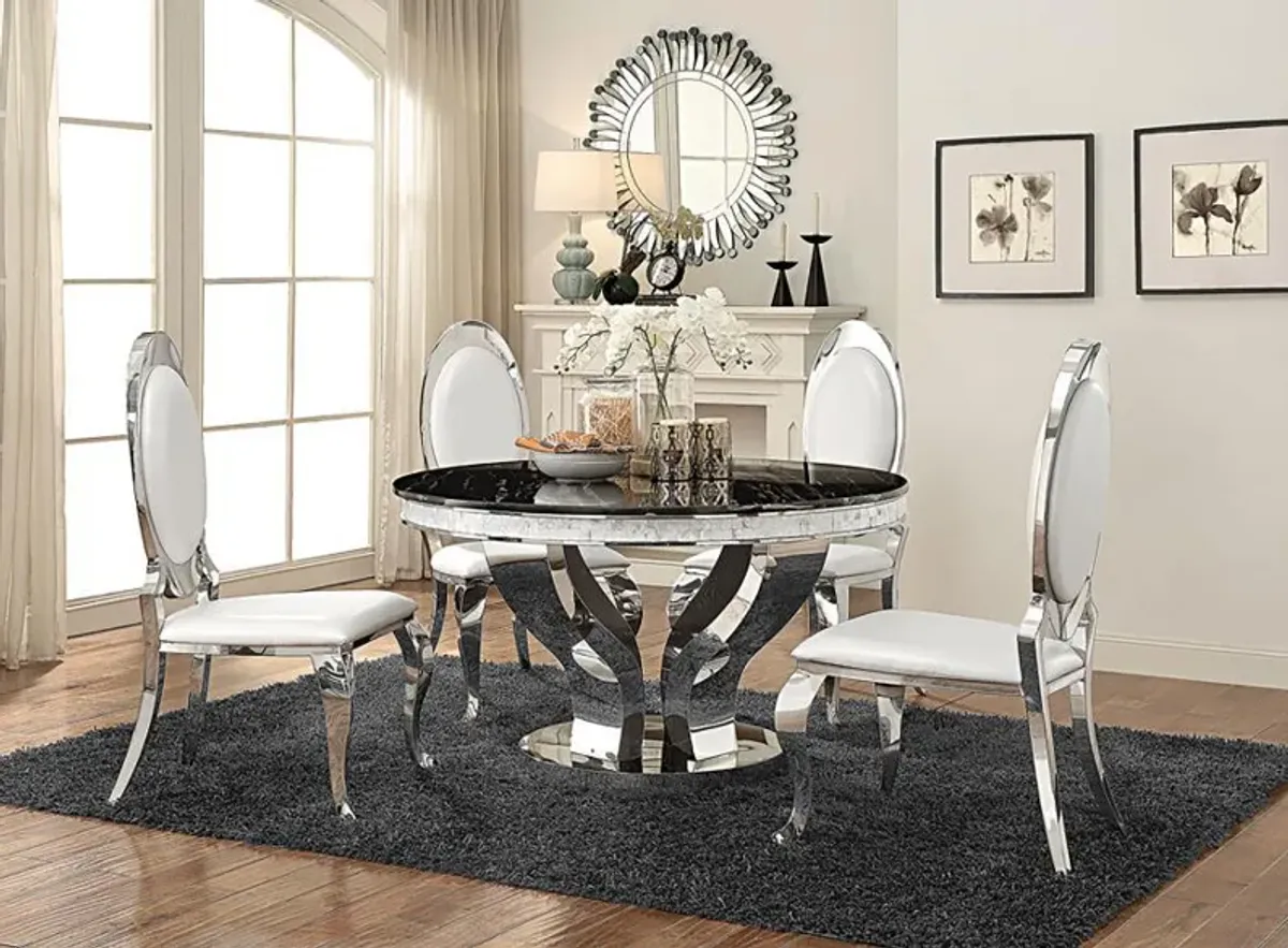 Anchorage - 5 Piece Round Stainless Steel Dining Set - Chrome