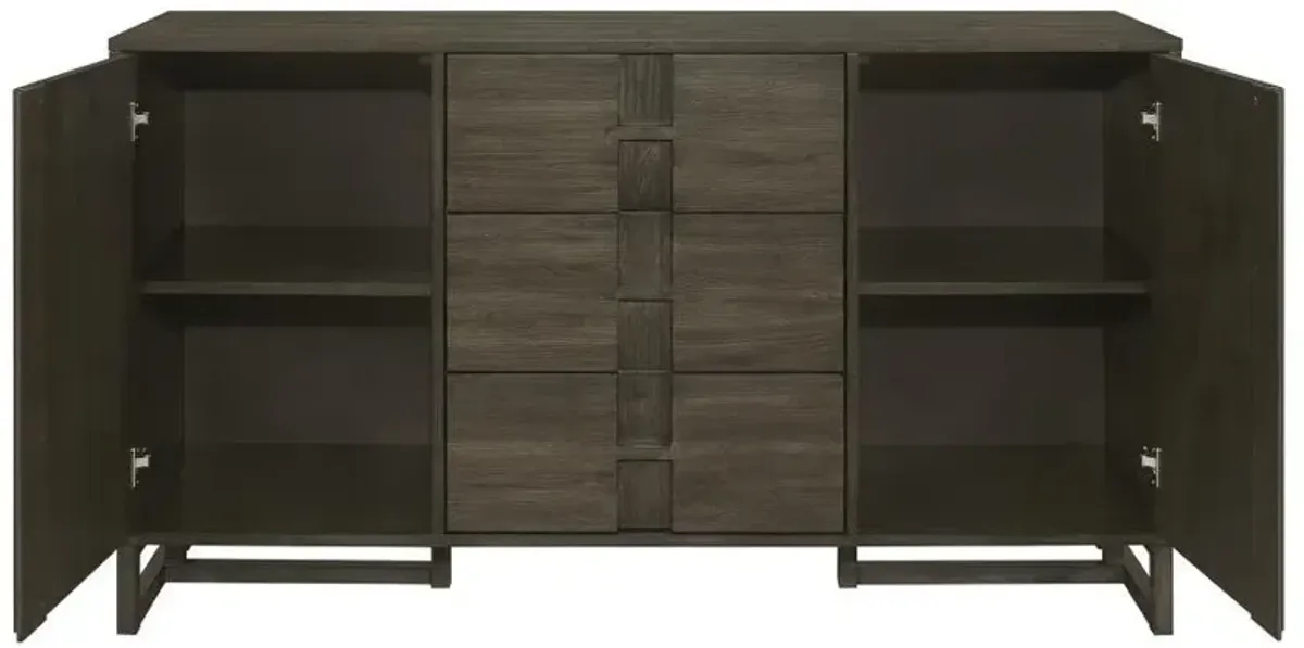 Kelly - 3-Drawer Storage Dining Sideboard Buffet - Dark Gray