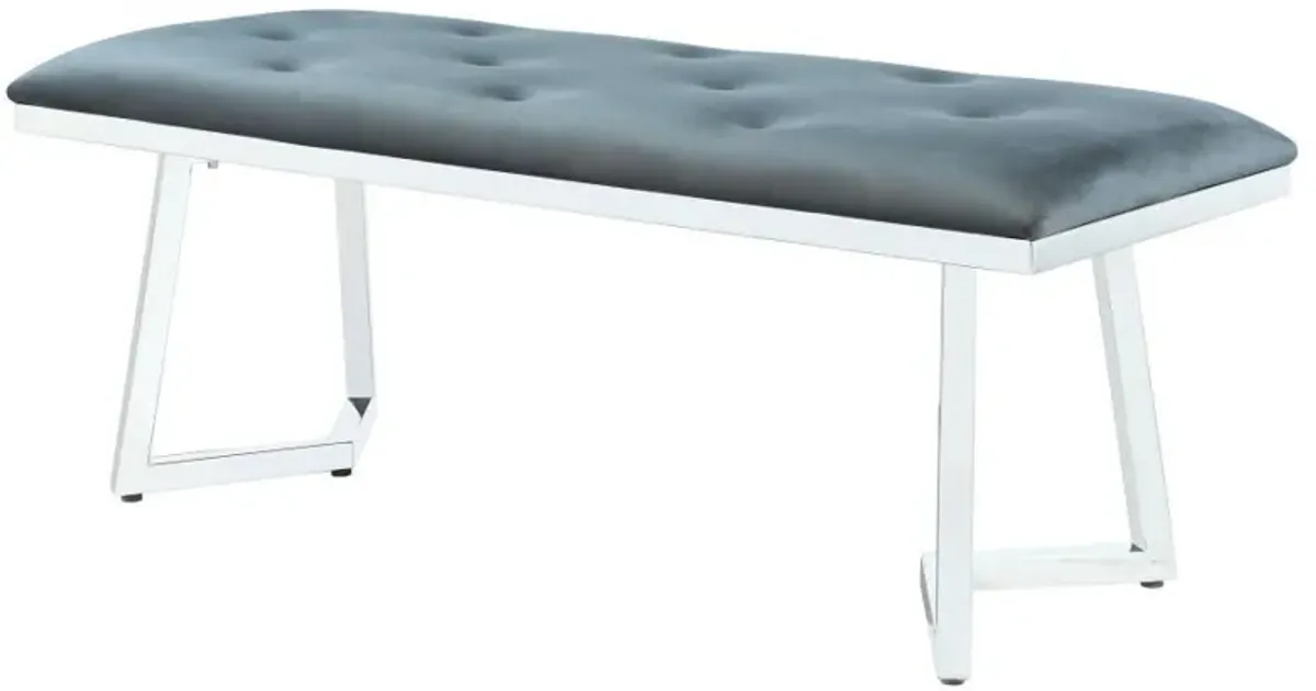 Beaufort - Velvet Upholstered Dining Bench - Steel Gray