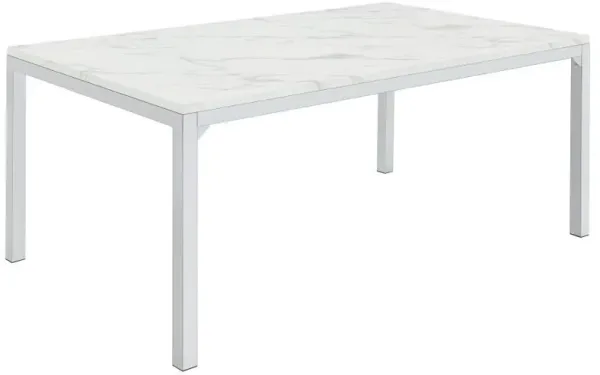 Athena - Rectangle Dining Table With Marble Top - Chrome