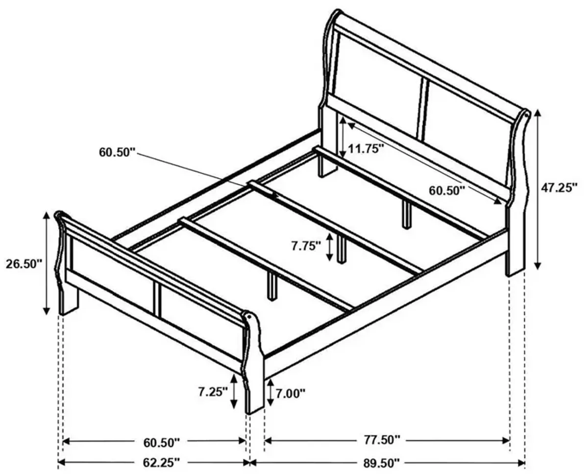 Louis Philippe - Panel Sleigh Bed