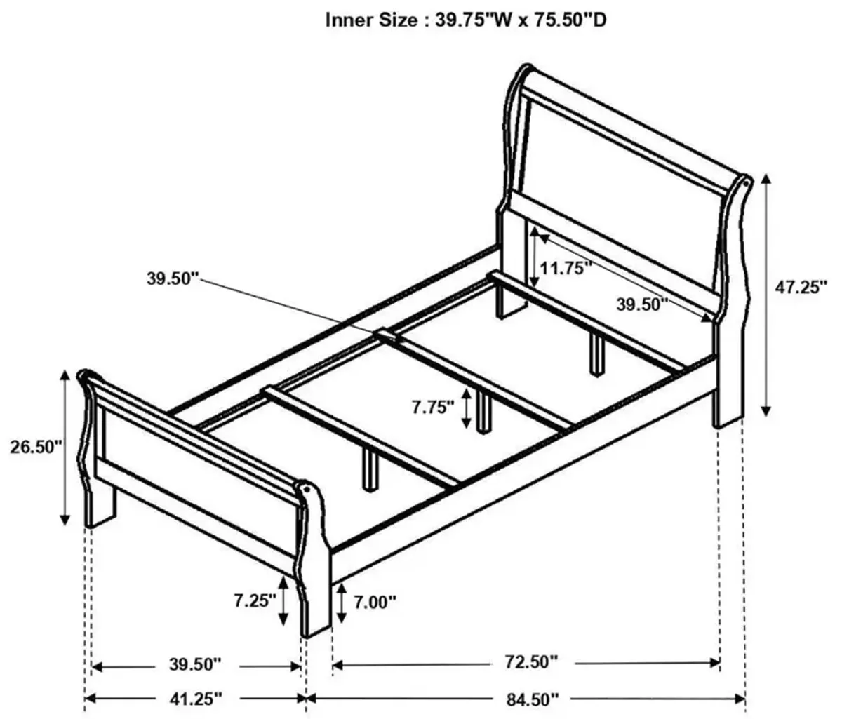 Louis Philippe - Panel Sleigh Bed