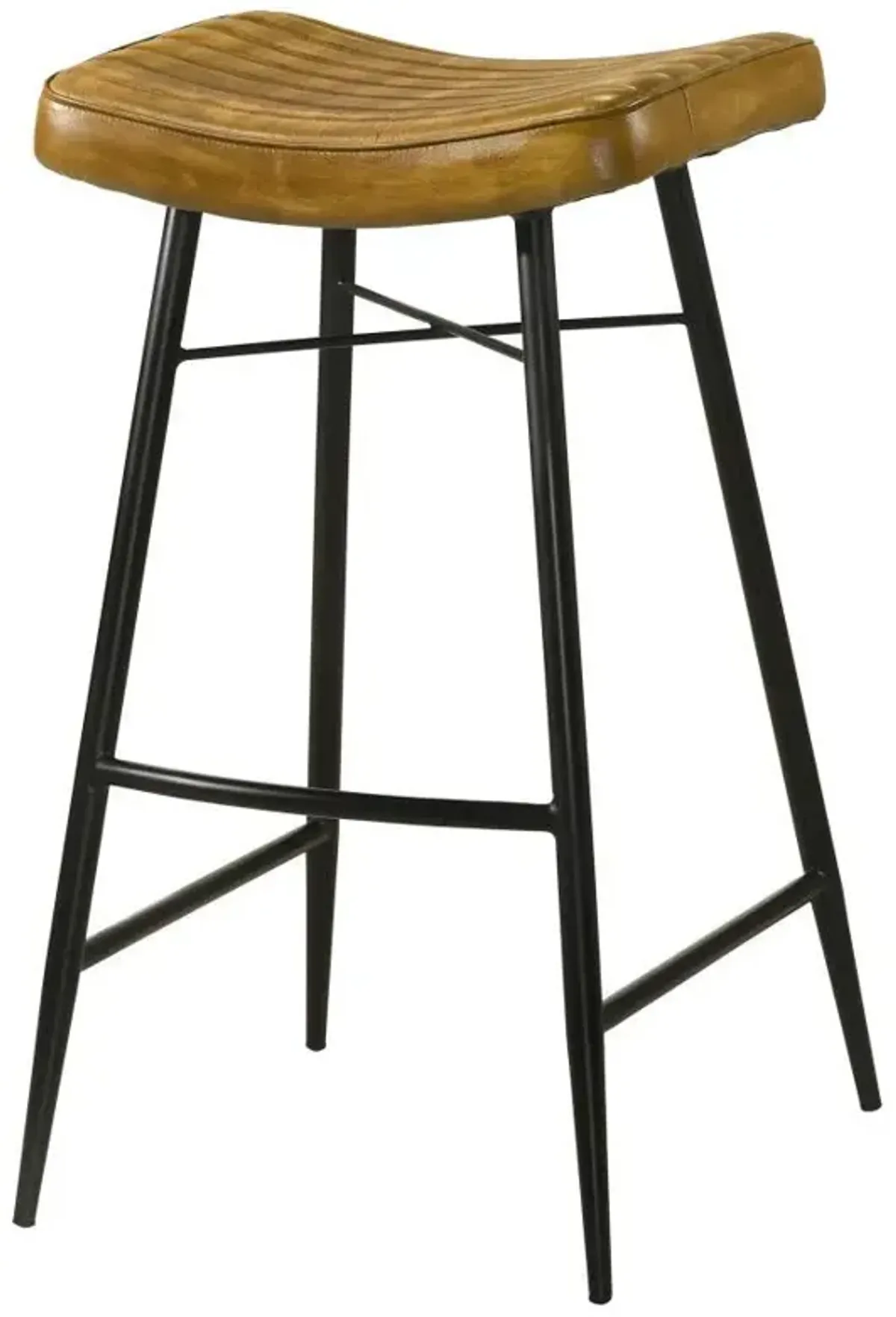 Bayu - Leather Upholstered Saddle Seat Backless Bar Stool (Set of 2)