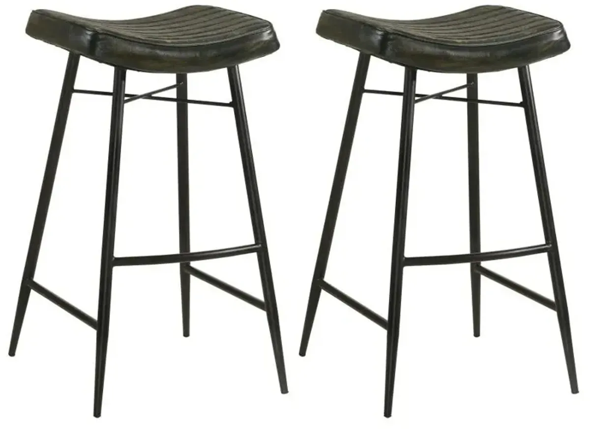 Bayu - Leather Upholstered Saddle Seat Backless Bar Stool (Set of 2)