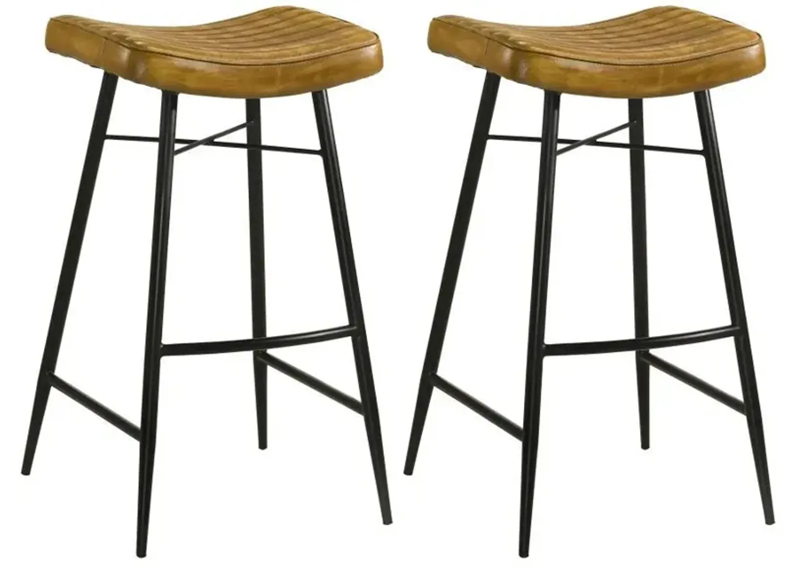 Bayu - Leather Upholstered Saddle Seat Backless Bar Stool (Set of 2)