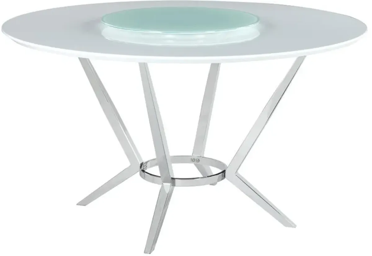 Abby - Round Lazy Susan Dining Table - White High Gloss