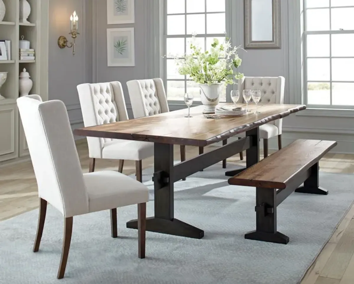 Bexley - 6 Piece Rectangular Live Edge Dining Table Set - Honey