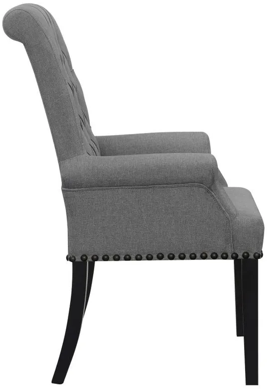 Alana - Upholstered Tufted Arm Chair With Nailhead Trim - Gray / Rustic Espresso