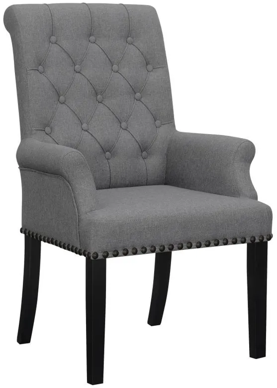 Alana - Upholstered Tufted Arm Chair With Nailhead Trim - Gray / Rustic Espresso