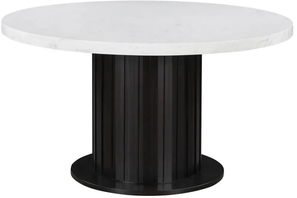 Sherry - Round Marble Top Dining Table - Rustic Espresso