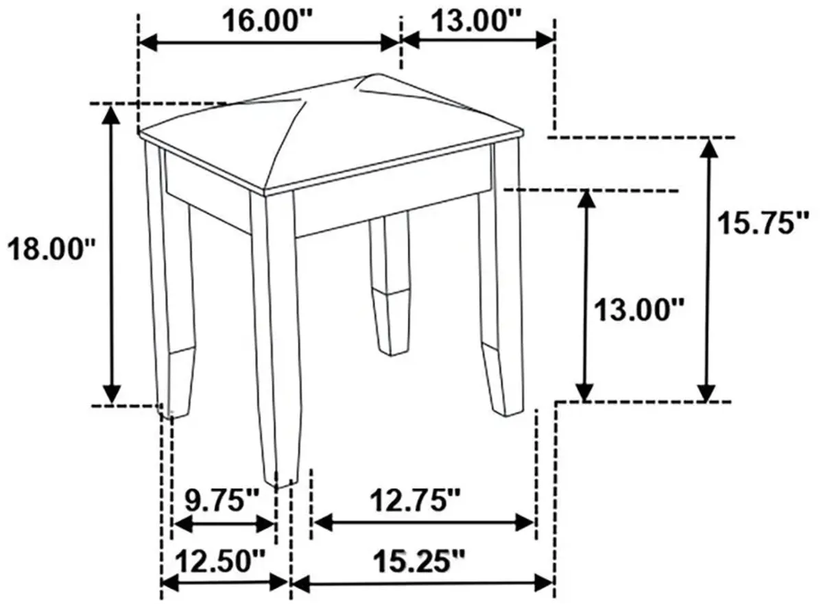 Felicity - Upholstered Vanity Stool - Metallic And Glossy White