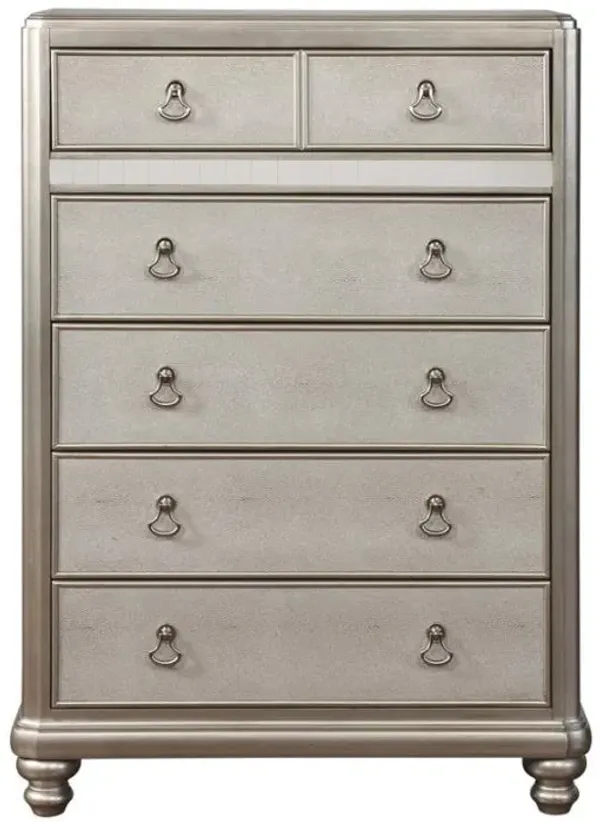 Bling Game - 6-Drawer Bedroom Chest - Metallic Platinum