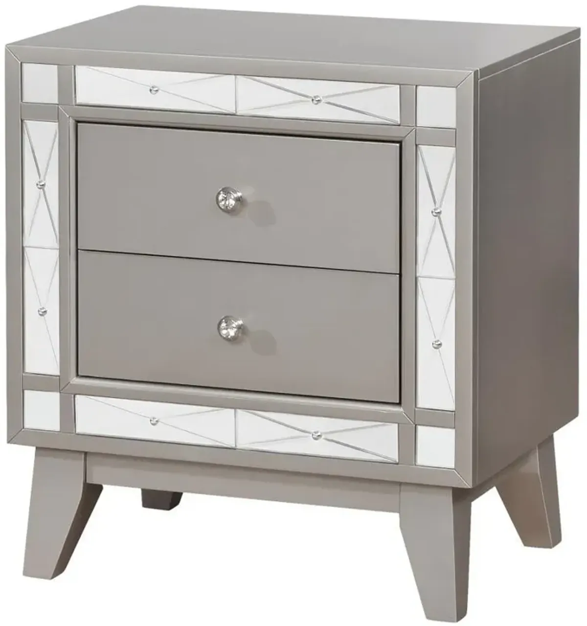 Leighton - 2-Drawer Nightstand - Metallic Mercury