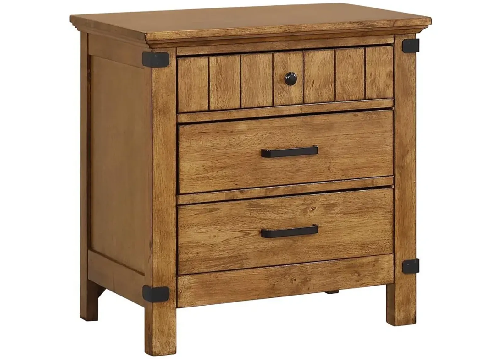 Brenner - 3-Drawer Night Stand - Rustic Honey