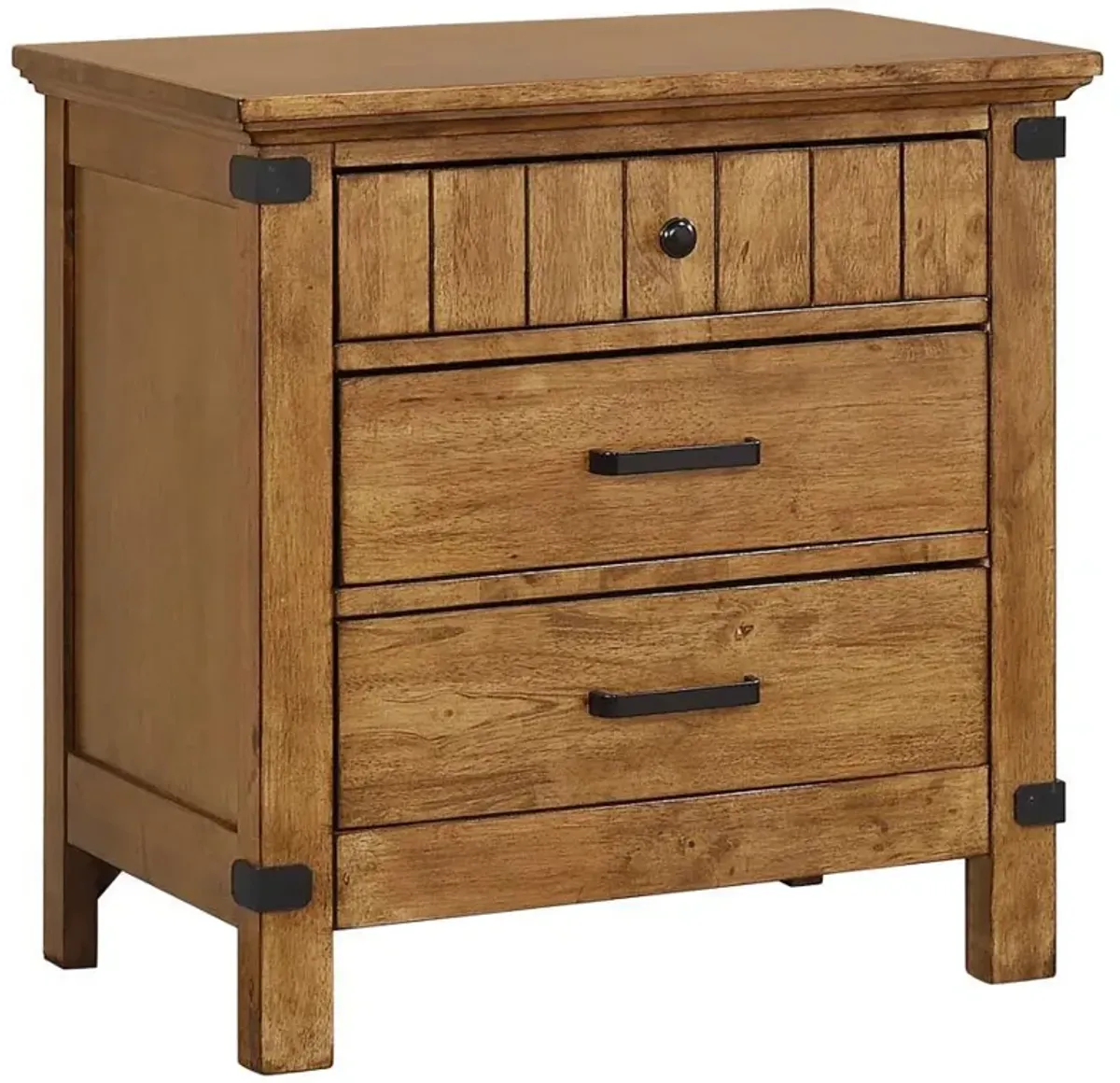 Brenner - 3-Drawer Night Stand - Rustic Honey