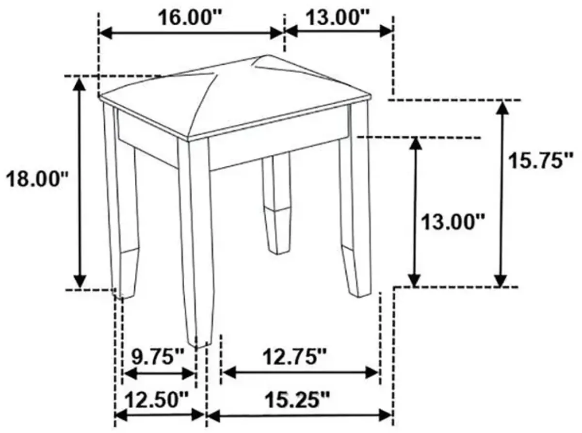 Barzini - Upholstered Vanity Stool - Metallic Aand White