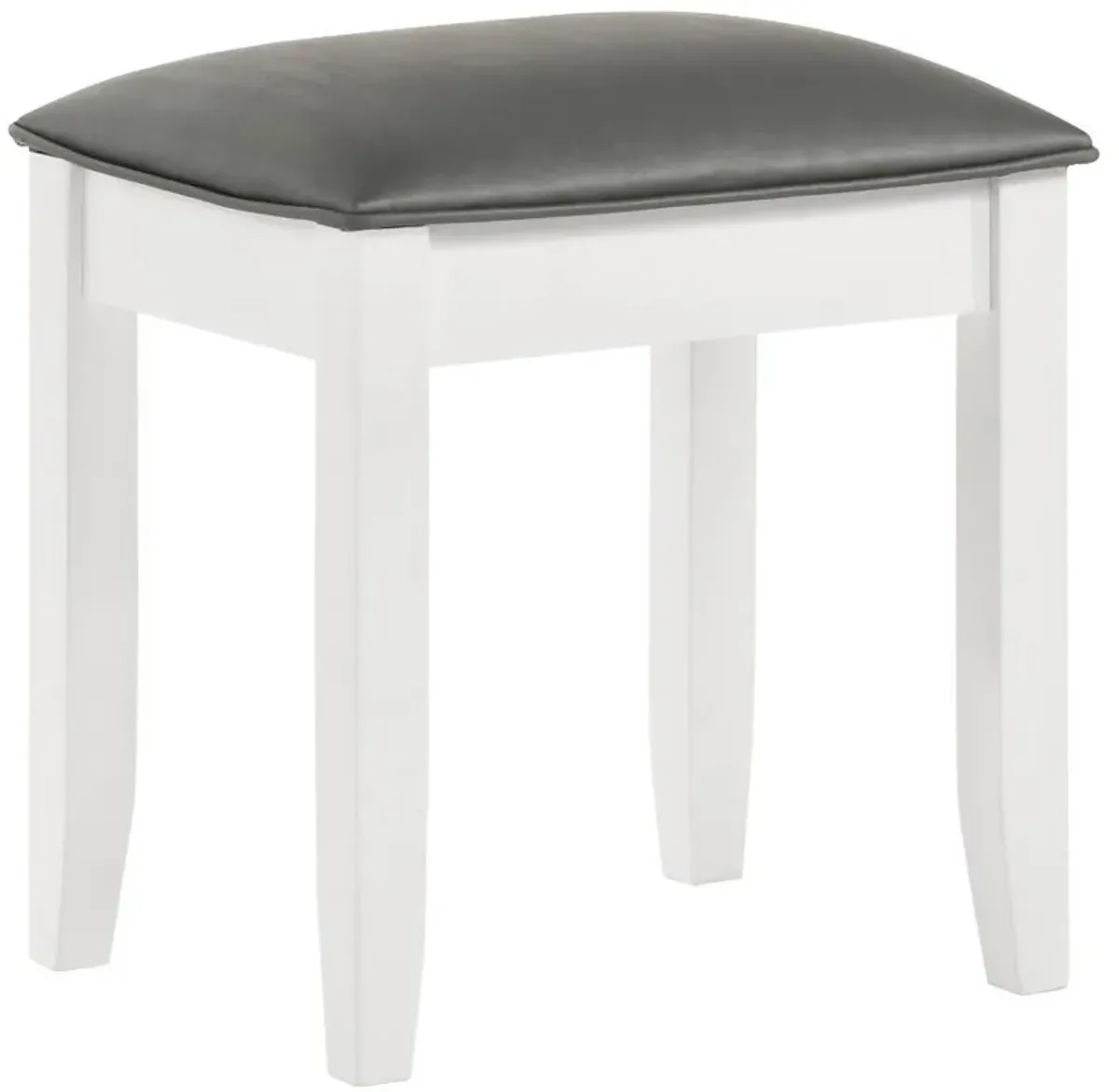 Barzini - Upholstered Vanity Stool - Metallic Aand White