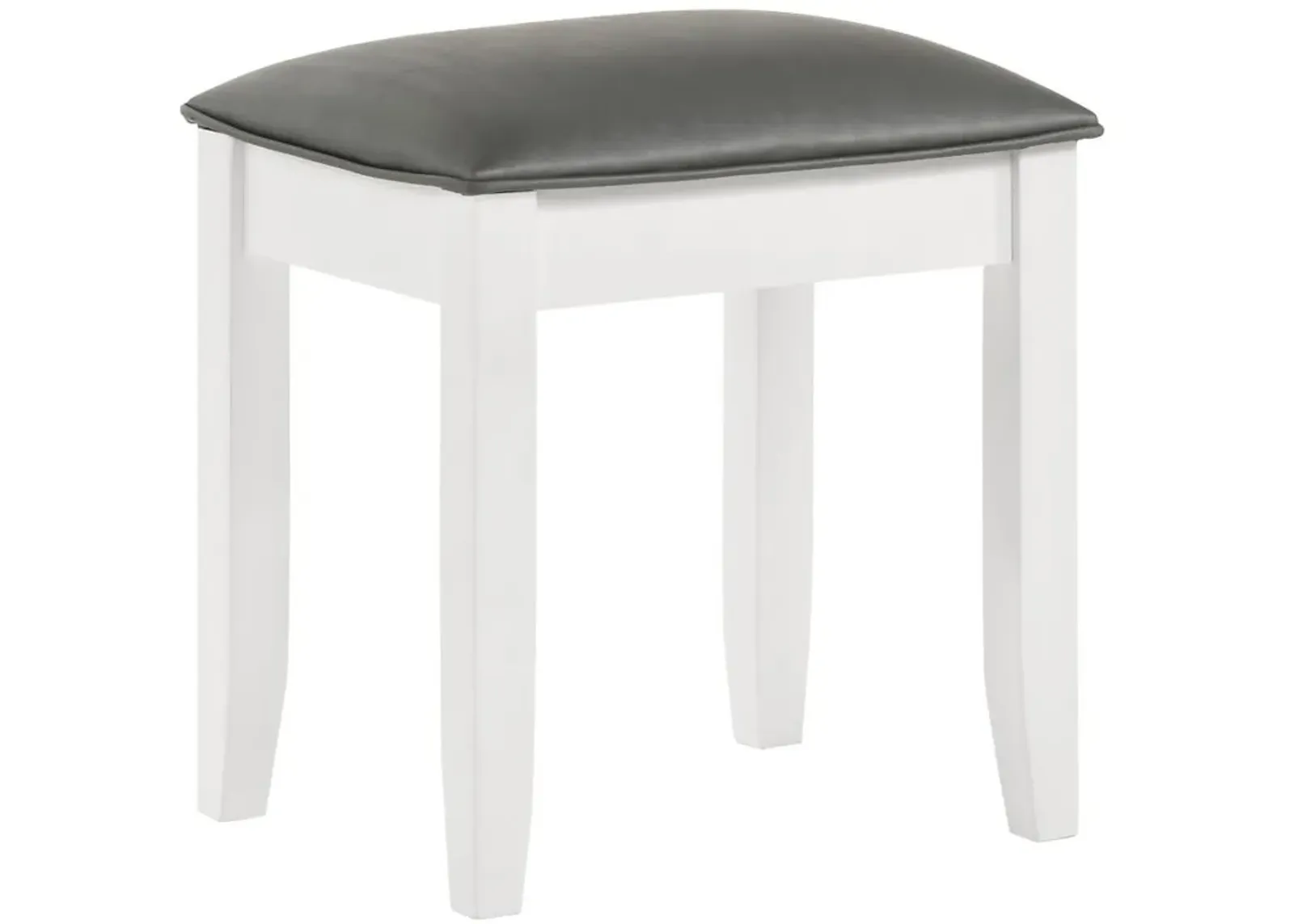 Barzini - Upholstered Vanity Stool - Metallic Aand White