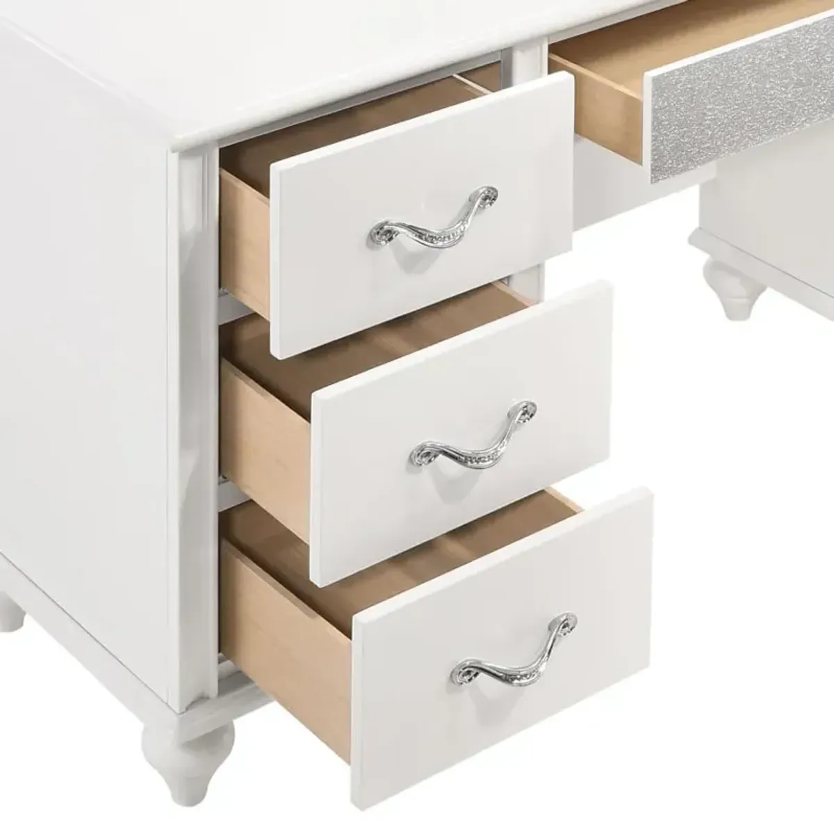 Barzini - 7-Drawer Vanity Set With Lighting - White