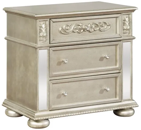 Heidi - 3-Drawer Nightstand - Metallic Platinum