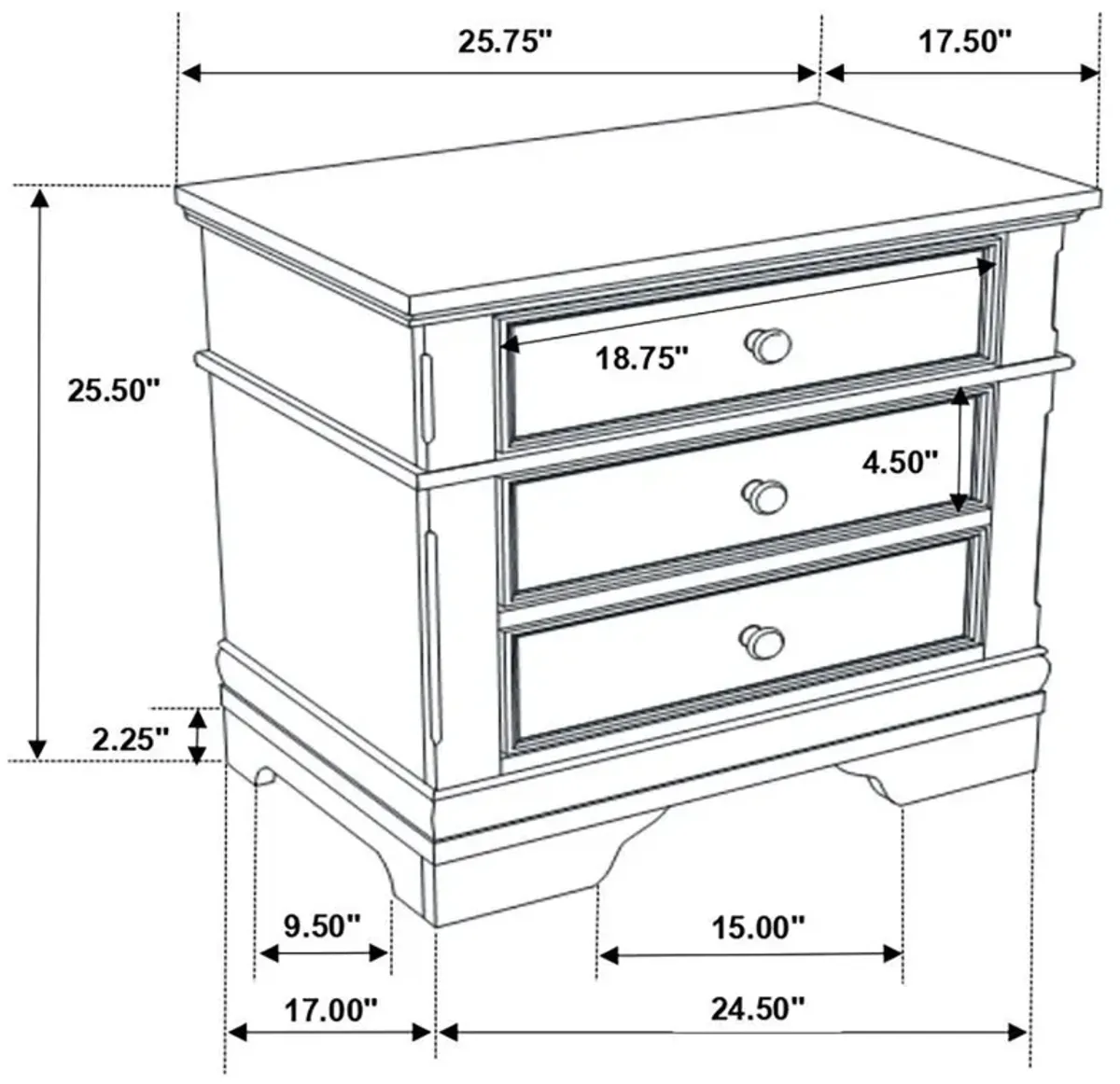 Manchester - 3-Drawer Nightstand - Wheat Brown